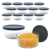 Kit 12 Pote de Vidro Redondo Bowl C/ Tampa Hermética Marmita Vedação Fit 460mL