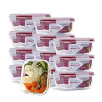 Kit 12 Pote Hermético Vidro Resistente Marmita Fitness 800ml