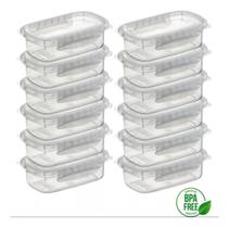 Kit 12 Pote Raso Marmita Tampa Trava Microonda 270ml Freezer