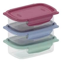 Kit 12 Pote Raso Marmita Tampa Trava Microonda 270ml Freezer