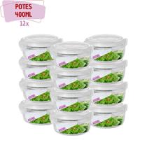 Kit 12 Pote Vidro Hermético Mantimentos Tampa 4 Travas 400ml