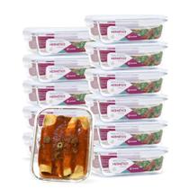 Kit 12 Potes 1040ml De Vidro Retangular Com Tampa Hermética