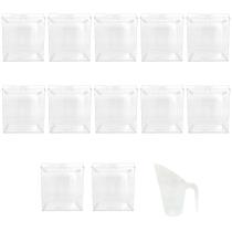 Kit 12 Potes Acrílico Quadrado c/ Tampa 7,4l + Conchas 600ml