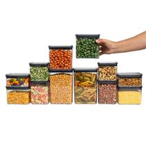 Kit 12 potes de acrílico com tampa herméticos quadrados - Tüd