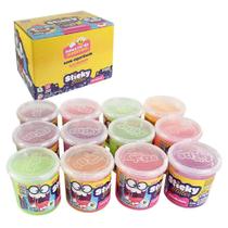 Kit 12 Potes de Slime Geleca 130g Coloridas Glitter Atacado