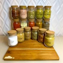 Kit 12 Potes de Tempero 200ml + Cartela com 37 Adesivos Preto Transparente Branco Organização