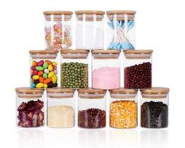 Kit 12 Potes De Vidro 110ml Hermético Mantimento Tampa Bambu