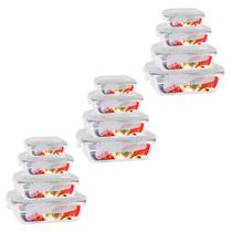 Kit 12 Potes de Vidro Hermetico 4 Tamanhos Retangular Marmita Kit 12 Potes de Vidro Hermetico 4 Tamanhos Retangular Marmita