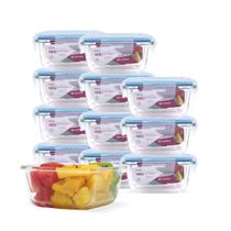 KIT 12 Potes de Vidro Quadrado com Tampa Hermética 320ml