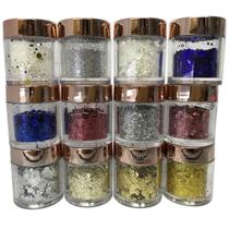 Kit 12 Potes Glitter Para Encapsulamento Decoração De Unhas Manicure
