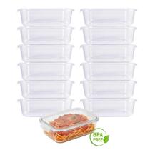 Kit 12 Potes Hermético Marmita de Vidro Retangular 640ml Mor