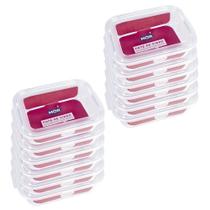 Kit 12 Potes Hermético Marmita de Vidro Retangular 640ml Mor