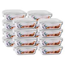 Kit 12 Potes Hermetico Vidro 1040ml Marmita Tampa 4 Travas