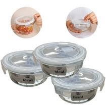 Kit 12 Potes Herméticos de Vidro Armazenar Conservar Alimentos Salada Legumes Grãos Cereais Geladeira Marmita Casa Cozinha 650 ml