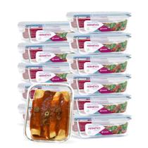 Kit 12 Potes Herméticos De Vidro Retangular Com Tampa 1040ml