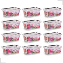 Kit 12 Potes Marmita Seman Reutilizável 1400ml Travas Freezer Fitness Caixa Plástica Transparente Microondas Hermético Vasilha Tampa Organizador