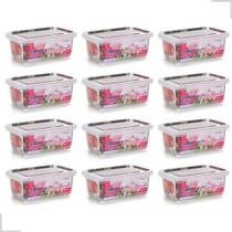 Kit 12 Potes Marmita Seman Reutilizável 400ml Travas Freezer Fitness Caixa Plástica Transparente Mic