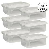 Kit 12 Potes Organizador Branco 1,5L Com Tampa