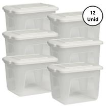 Kit 12 Potes Organizador Branco 3L Com Tampa Kit 12 Potes Organizador Branco 3L Com Tampa