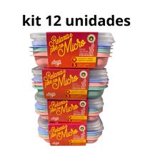 Kit 12 Potes Para Microondas/marmitas Dup Bpa Free Azul-claro Kit 12 Potes Para Microondas/marmitas Dup Bpa Free Azul-claro