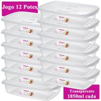 Kit 12 Potes Plástico 1850ml Transparente - BPA Free