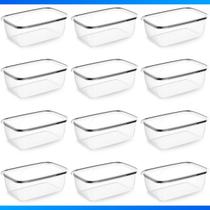 Kit 12 Potes Plásticos Retangular Com Tampa, Jogo Pote Bpa Free. Conjunto Potinhos Fitness