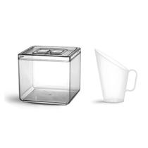 Kit 12 Potes Quadrado Cristal 5 Litros Multiuso + Conchas