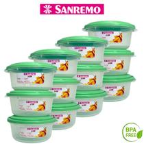 Kit 12 Potes Redondo 530ml Plástico Organizador de Alimentos Geladeira Cozinha Sanremo - VERDE
