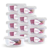 Kit 12 Potes Redondo Vidro Hermético Forno Freezer 1300ml