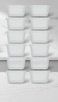 Kit 12 Potes Retangulares 550ml BPA Free Micro-ondas