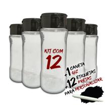 Kit 12 Potes T130 Tempero Cozinha + Etiquetas + Caneta Giz