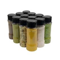 Kit 12 Potes Tempero Condimentos De Plástico Com Tampa Dosadora Dupla e Etiquetas De Identificação Kit 12 Potes Tempero Condimentos De Plástico Com Tampa Dosadora Dupla e Etiquetas De Identificação