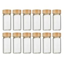 Kit 12 Potes Temperos Condimentos De Vidro Cozinha Tampa Bambu Pote Tempero Kit 12 Potes Temperos Condimentos De Vidro Cozinha Tampa Bambu Pote Tempero