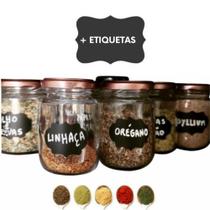 Kit 12 Potes Vidro Cozinha Porta Tempero Condimento Conserva Geleia Doce 200ml + Etiquetas - MISKA BRASIL
