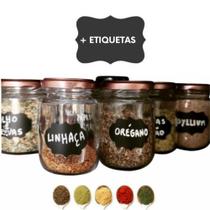 Kit 12 Potes Vidro Cozinha Porta Tempero Condimento Conserva Geleia Doce 200ml + Etiquetas