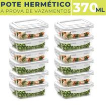 Kit 12 Potes Vidro Hermético Marmita 4 Travas 370 Ml Fitness - Fratelli