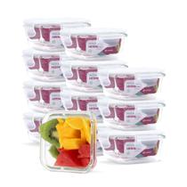 KIT 12 Potes Vidro Herméticos Quadrado 320ml KIT 12 Potes Vidro Herméticos Quadrado 320ml