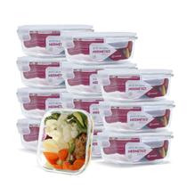 KIT 12 Potes Vidro Herméticos Quadrado 800ml