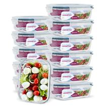 KIT 12 Potes Vidro Herméticos Retangular 640ml Azul