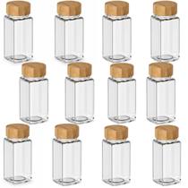 Kit 12 Potes Vidro Quadrado 125ml Tampa Bambu com Fechamento Vedado Organização para Cozinha Armário Gaveta Bancada Temperos Utensílio Kit 12 Potes Vidro Quadrado 125ml Tampa Bambu com Fechamento Vedado Organização para Cozinha Armário Gaveta Bancada Temperos Utensílio