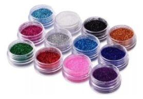 Kit 12 Potinhos Glitter Fininho Brilho Purpurina Para Unha