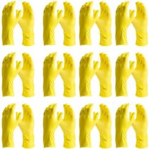 Kit 12 pr Luva Latex Amarela Medix Silverix MBRPró Limpeza Uso Doméstico Banheiro Lavar Multiuso Epi