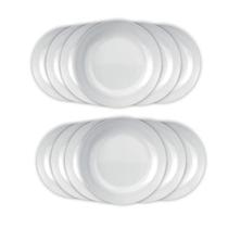 Kit 12 Prato Branco De Vidro Fundo 22cm Blanc Duralex