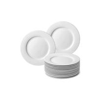 Kit 12 Prato de Sobremesa em Melamina 18cm Branco - Bestfer Kit 12 Prato de Sobremesa em Melamina 18cm Branco - Bestfer