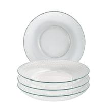 Kit 12 Prato Fundo Forjado Vidro Transparente Refeição 22cm