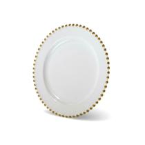 Kit 12 Prato Luxo Acrílico Bolinha Dourada 19cm Elegante Kit 12 Prato Luxo Acrílico Bolinha Dourada 19cm Elegante