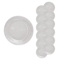 Kit 12 Pratos Acqua Sobremesa Vidro Nadir 18,5cm