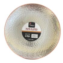 Kit 12 Pratos Borda Rosê Acrílico Redondo Transparente 25cm