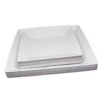 Kit 12 Pratos Branco Refeição e Sobremesa Restaurante