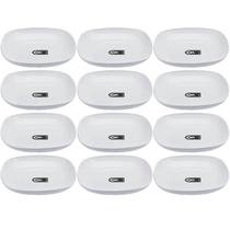 Kit 12 Pratos Brancos Quadrados 17cm Coza Plástico Bandeja Essential Bar Restaurante
